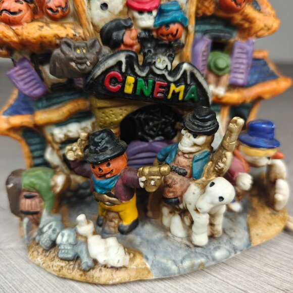 Vintage Haunted Cinema Halloween Spooky Ceramic Light Up House - Picture 8 of 8